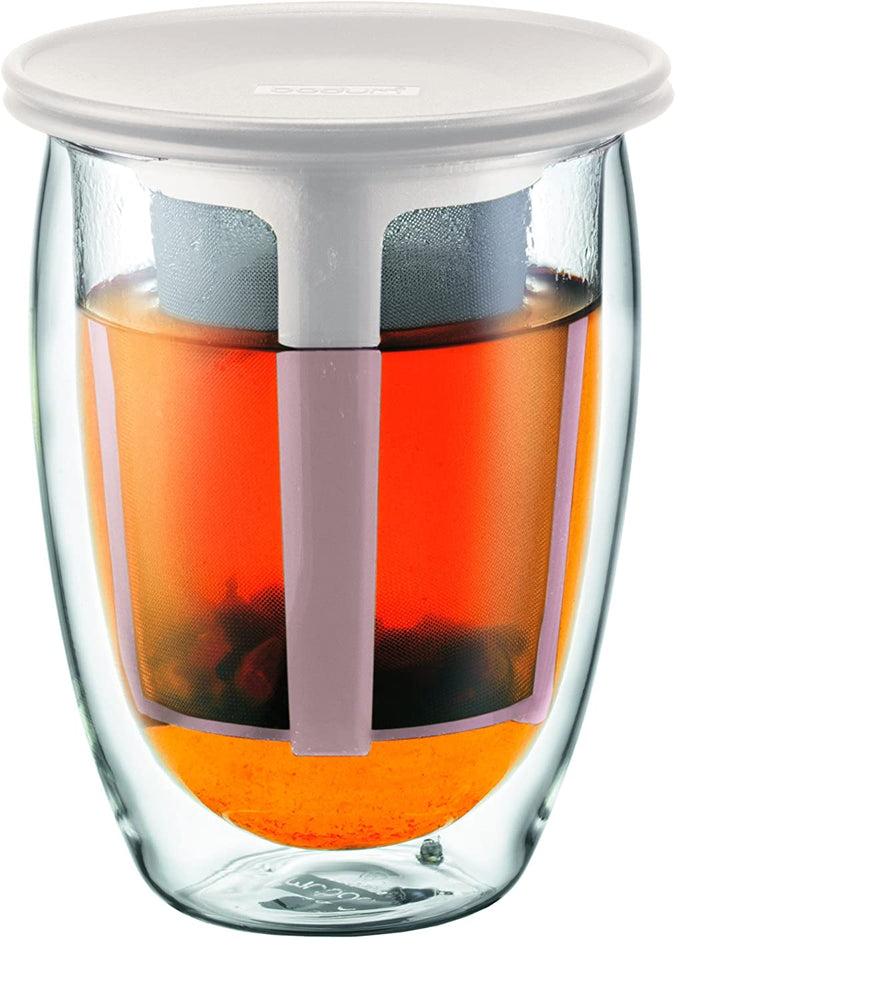 Vaso con doble pared y filtro de té